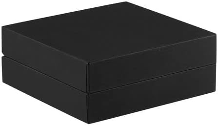 Allure - Slim Ring Box With LED Light, Square Shaped Elegant Flat Diamond Ring Case, Small, Black Velvet Interior Jewelry Display Gift Box For Unique Proposal, Engagement Or Wedding.