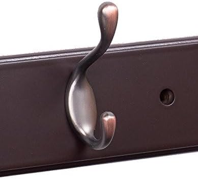 BIRDROCK HOME Oval Hook Coat and Hat Rack | 6 Hooks| Wall Mount | Brown Finish | Bronze Hooks