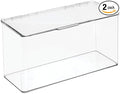 mDesign Plastic Stackable Playroom/Gaming Storage Organizer Bin Box with Hinged Lid for Drawer or Cabinet - Organize Electronics, Crayons, Games, Blocks, Toys, Lumiere Collection - 2 Pack - Clear
