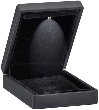 Allure - Bulk Case Of 12 - Luxury Pendant Box With LED Light, Square Shaped Elegant Diamond Pendant Case, For Unique Proposal Or Wedding, Small, Black Velvet Interior Jewelry Display Gift Box.
