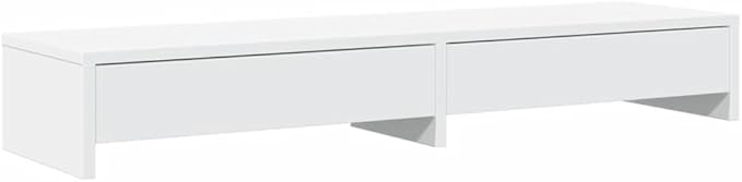 YAFF Monitor Stand with Drawers White 39.4x10.6x5.9 Engineered Wood,Electronics,Electronics Accessories,Computer Accessories,Computer Risers & Stands,854670