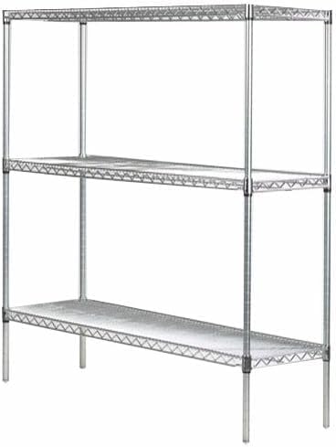 Omega Stainless Steel Shelves, 14" Deep x 72" Wide x 34" High 3 Tier Heavy Duty Wire Shelving Unit for Kitchen Garage Office Restaurant Warehouse 800-lb Per Shelf Weight Capacity