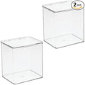 mDesign Kids Plastic Stackable Toy Storage Organizer Box Container with Hinged Lid for Storing Action Figures, Crayons, Building Blocks, Puzzles, Wood Construction Sets, Cars, 2 Pack - Clear