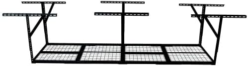 LuckyNote】2x8FT Overhead Garage Storage Rack,Adjustable Storage Organization System,Heavy Duty Metal Garage Ceiling Storage Racks,450lbs Weight Capacity,Black Color,96x24x38.6 Inches,Adjustable 22-40