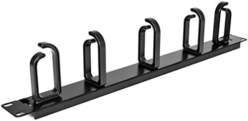 StarTech.com 19” Server Rack Cable Management Panel w/ D-Ring Hooks - 1U Horizontal or Vertical Wire and Cord Manager - Metal , TAA (CABLMANAGER2)