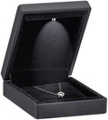 Allure - Luxury Pendant Box With LED Light, Square Shaped Elegant Diamond Pendant Case, For Unique Proposal, Engagement Or Wedding, Small, Black Velvet Interior Jewelry Display Gift Box.