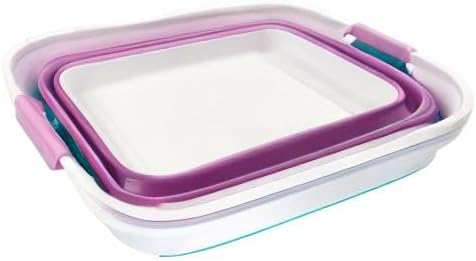 SAMMART 27L (7.1 Gallons) Collapsible Plastic Laundry Basket with Handle-Foldable Pop Up Storage Basket with handle (2, Ceramic Blue+Pale Purple)