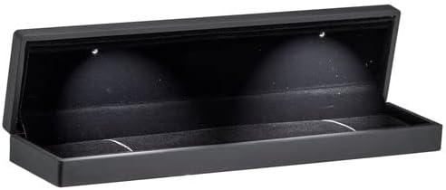 Allure - Luxury Bracelet Box With LED Light, Elegant Diamond Bracelet Case, For Unique Proposal, Engagement Or Wedding, Long Rectanglar Black Velvet Interior Jewelry Display Gift Box.