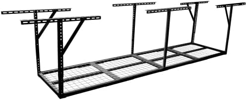 LuckyNote】2x8FT Overhead Garage Storage Rack,Adjustable Storage Organization System,Heavy Duty Metal Garage Ceiling Storage Racks,450lbs Weight Capacity,Black Color,96x24x38.6 Inches,Adjustable 22-40