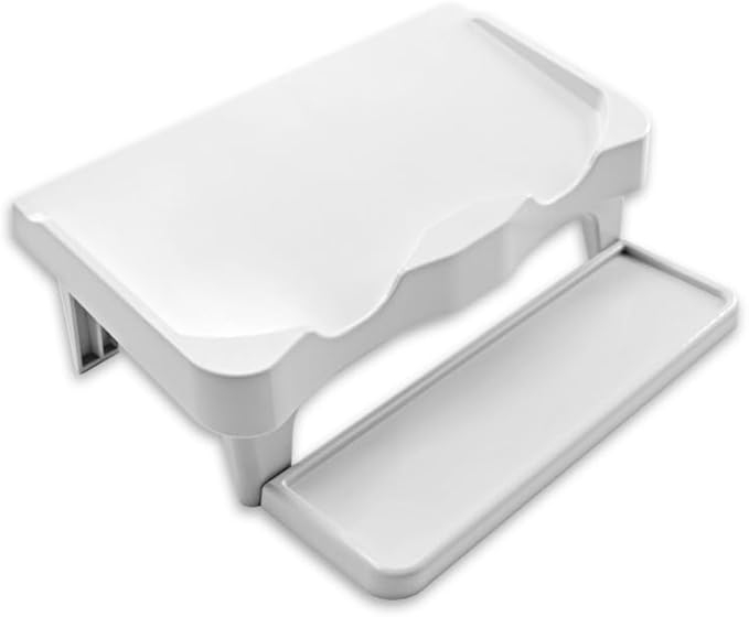TidyFriend Detergent Holder Shelf for Laundry Room - Holds 2 Liquid Soap Dispenser, Laundry Soap Station Organizer, Detergent Stand with Drip Catcher Drip Tray Storage Organization (White)