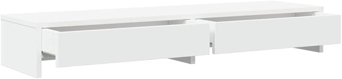 YAFF Monitor Stand with Drawers White 39.4x10.6x5.9 Engineered Wood,Electronics,Electronics Accessories,Computer Accessories,Computer Risers & Stands,854670
