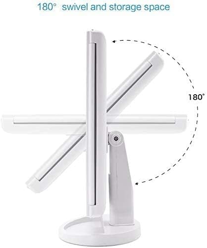 Tri-fold Lighted Vanity Makeup Mirror with 3x/2x Magnification,21 LEDs Light and Touch Screen,180 Degree Free Rotation Countertop Cosmetic Mirror,Travel (White)