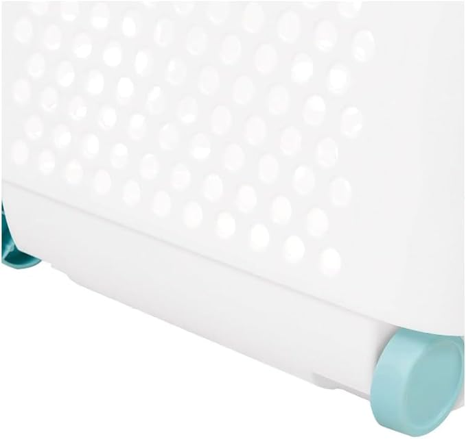 Plastic Rolling Laundry Basket with Pop-Up Handle & Wheels – 70.52 Liter (2 Bushel) Capacity, Ventilated Design, Easy to Clean, For Home & Laundry Room