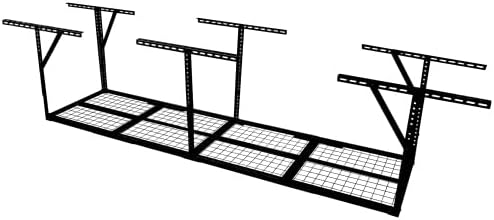 LuckyNote】2x8FT Overhead Garage Storage Rack,Adjustable Storage Organization System,Heavy Duty Metal Garage Ceiling Storage Racks,450lbs Weight Capacity,Black Color,96x24x38.6 Inches,Adjustable 22-40