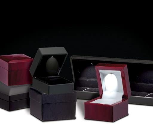 Allure - Luxury Earring Box With LED Light, Square Shaped Elegant Diamond Earring Case, For Unique Proposal, Engagement Or Wedding, Small, Black Velvet Interior Jewelry Display Gift Box.
