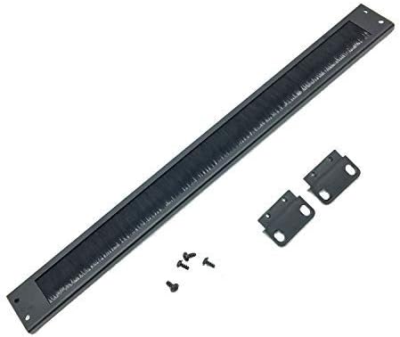 Jingchengmei 1U Disassembled Rack Mount Cable Management Panel with Brush for Cable Entry for 19-Inch Rack or Cabinet Black (BF01UAB2)