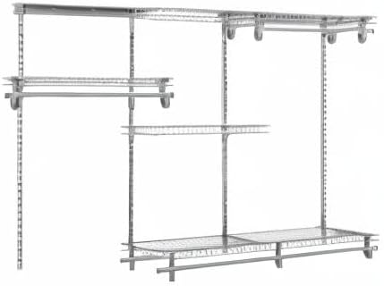 ClosetMaid ShelfTrack Wire Closet Organizer System, Adjustable from 4 to 6 Ft., With Shelves, Clothes Rods, Hardware, Durable Steel, Satin Chrome