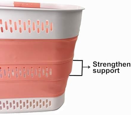 SAMMART 40L (10.5 Gallon) Collapsible Plastic Laundry Basket with Handles - Foldable Pop Up Storage Container/Organizer - Portable Laundry Hamper - Space Saving (2, Quartz Pink+Little Boy Blu)