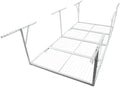 LuckyNote】4x8FT Overhead Garage Storage Rack, Heavy-Duty Metal Garage Ceiling Storage Rack, 22''-40" Adjustable Ceiling Drop-Down, 600 lb. Loading Weight Capacity, White Color