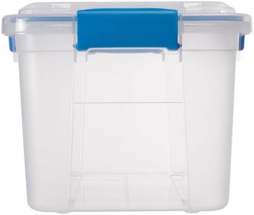 (6-PACK) 4.7-Gallon Large-Capacity Plastic with Lid Storage Box, Equipped with 4 Snap Fasteners.
