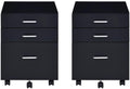 File Cabinet, 3 Drawers Filing Cabinet for Home Office, with Wheels, for A4, Letter Sized Documents, Hanging File Folders (Black-2)