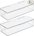 mDesign Long Plastic Playroom/Gaming Storage Organizer Box Containers with Hinged Lid for Shelves or Cubbies, Holds Small Toys, Building Blocks, Puzzles, Markers, Controllers, Crayons, 2 Pack, Clear