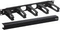 ICC 1U Ring Cable Manager Panel with Cover, Plastic with Metal Back Frame, 4" D-Rings, Horizontal Cable Management, Rackmount for 19” Network Racks, Black, Single Pack