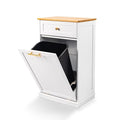 VINGLI Tilt Out Trash Cabinet, Garbage Can Cabinet with Drawer, 10 Gallon Movable/Freestanding Pet Proof Storage Organizer, Modern Trash Can Kitchen Cabinet, Living Room Storage, White
