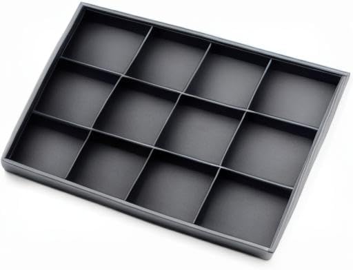 Black PU Leather Jewelry Display Flat Tray Ring Necklace Watch Organizer Display Tray (1 grid)