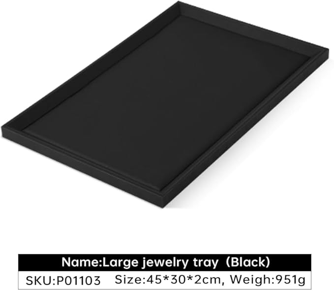 Stackable Jewelry Trays, Leather Tray,Premium Black Jewelry Flat Trays for Jewelry Store Display