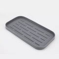 Silicone Organizer Tray, Soap and Sponge Holder for Kitchen Sink, Bathroom - Storage Tray for Dish Brush, Soap Dispenser, Dishwashing Accessories (Gray 10x5.3in)