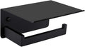 APLusee Toilet Paper Holder with Shelf Matte Black, 304 Stainless Steel Tissue Holder, Wall Mounted
