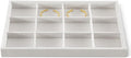 Velvet Stackable Jewelry Display Tray, 12 Grid Watch Bangle Bracelet Storage Tray, Makeup Drawer Insert Jewelry Shop Organizer Plate (White)