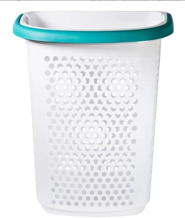 Plastic Rolling Laundry Basket with Pop-Up Handle & Wheels – 70.52 Liter (2 Bushel) Capacity, Ventilated Design, Easy to Clean, For Home & Laundry Room