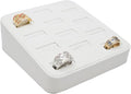 Novel Box 12-Slot White Leatherette Rings/Earrings/Cufflinks Holder Tray 5.75x5x2 Inches - Ring Holder Organizer for Selling or Personal Use - Jewelry Display Trays for Special Occasions