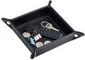 YAPISHI Key Dish Bowl for Men, Entryway Catchall Holder Bedside Table Valet Tray for Pocket Stuff, PU Leather Nightstand Organizer for Dice/Coins/Wallet/Watch/Rings/Sunglasses, Dresser/Coffee Table