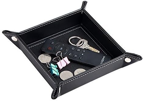 YAPISHI Key Dish Bowl for Men, Entryway Catchall Holder Bedside Table Valet Tray for Pocket Stuff, PU Leather Nightstand Organizer for Dice/Coins/Wallet/Watch/Rings/Sunglasses, Dresser/Coffee Table