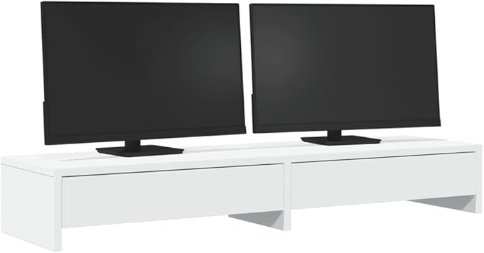 YAFF Monitor Stand with Drawers White 39.4x10.6x5.9 Engineered Wood,Electronics,Electronics Accessories,Computer Accessories,Computer Risers & Stands,854670