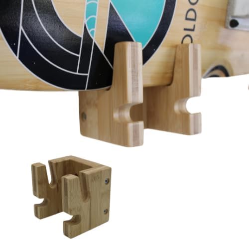COR Surf Skateboard and Snowboard Wall Mount | Bamboo Skateboard Rack with Extra Storage Hook for Helmet or Bag