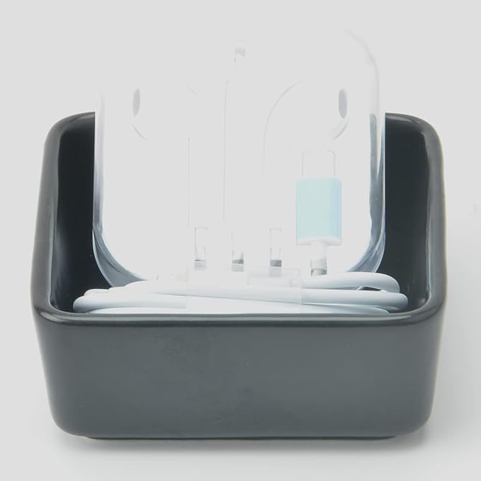 Ceramic Paper Clip Holder 2 PCS Set, Square Paper Clip Dispenser Organizer for Desk, Cute Office Binder Clip Holder Bobby Pin and Hair Clip Holder, Paper Clamp Holders Gift for Office, White