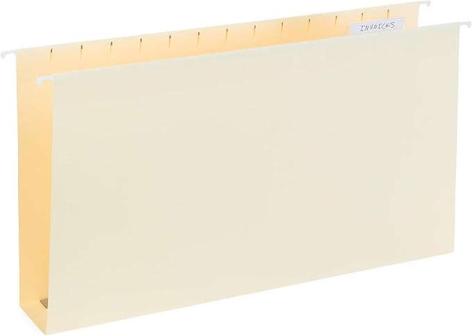 25 Blue Summit Supplies Legal Size Hanging File Folders - Assorted Colors, 2" Expansion, Legal Hanging File Folders for Filing Cabinet, 9.5" x 14.75", 11PT Paper Stock with Tabs and Inserts Included