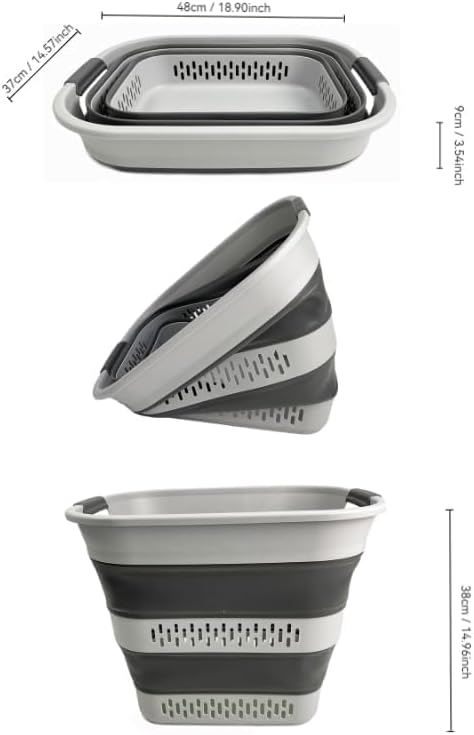 SAMMART 40L (10.5 Gallon) Collapsible Plastic Laundry Basket - Foldable Pop Up Storage Container/Organizer - Portable Laundry Hamper - Space Saving (1, Grey)