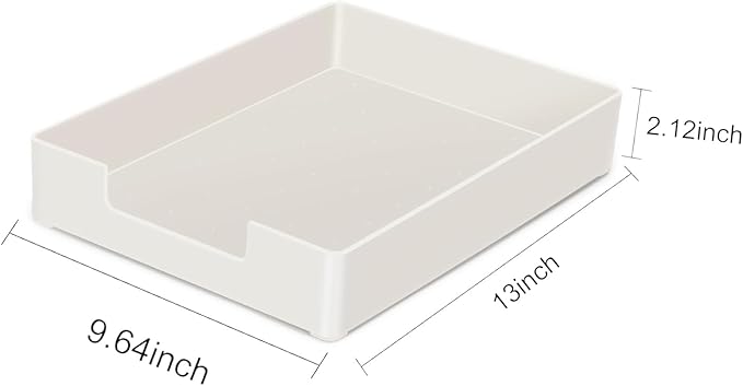 Letter-Size Tray, Desk Drawer Organizer, A4 Plastic Paper Tray, Plastic Paper Holder File Organizer for Office, School, Home Storage (White)