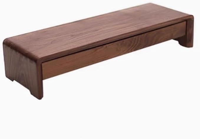 Solid Wood Monitor Stand for Saving Space, Monitor Riser with Storage, 2 Tier Computer Stand with Drawer, Multifunctional Desk Organizer for Home, Office(70cm-27.6in)