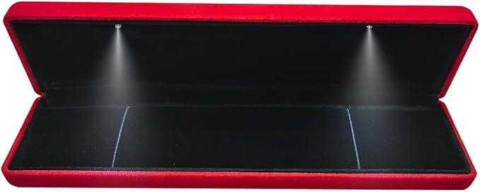 GBYAN Velvet Chain Necklace Box with LED Light, Long Bracelet Storage Case, Jewelry Display Gift Box for Engagement, Anniversary,Wedding and Birthday,Red