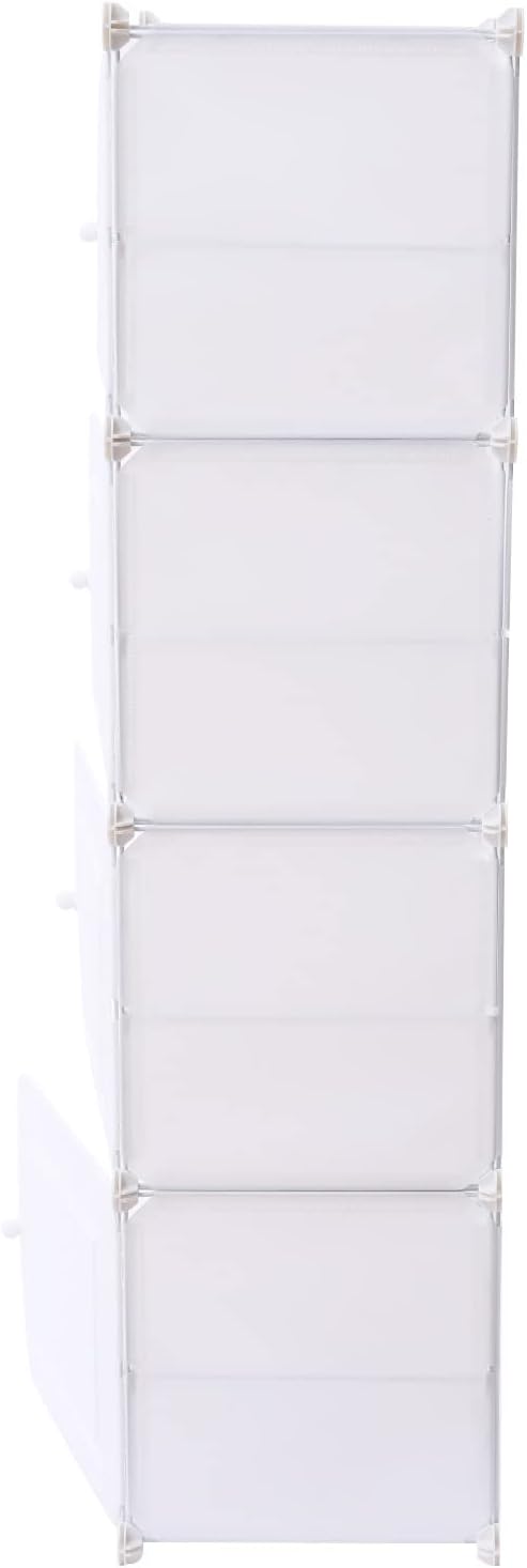 Portable Shoe Rack, 48 Pair DIY Shoe Storage Shelf Organizer, Plastic Shoe Organizers for Entryway, Adjustable Panels, Shoe Cabinet with Doors, White