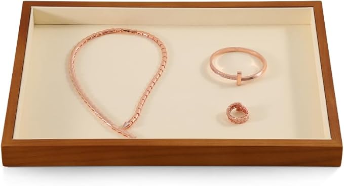 Jewelry Tray, Wood Serving Tray,Luxury Flat Jewelry Display,White Jewelry Organizer Tray For Dresser,Ring,Bracelet,Watch,Necklace
