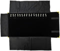 Premium Jewelry Roll Organizer for 16 Necklaces 55cm x 29cm Metal Snap & Velcro Closure - Ideal for Travel and Storage (Black with golden corner)