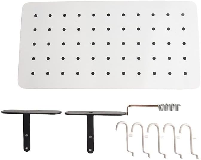 Storage Pegboard for Wall Organization, 14.2" X 7.1" Magnetic-Friendly Steel Panel for DIY Crafts, Mail