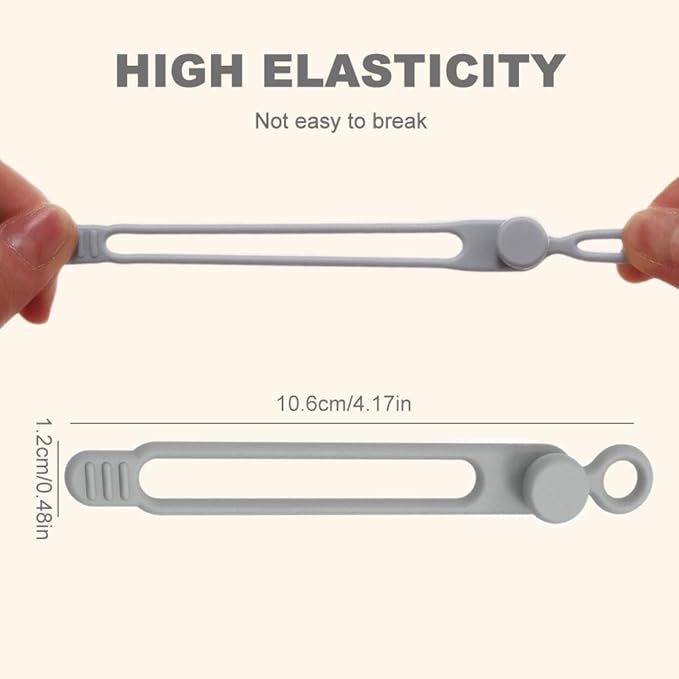 Data Cable Organizer, Silicone Cable Ties Reusable - Elastic Cord Organizer for Electronics, Adjustable Wire Ties for Cable Management,Computer Wires,Phone Charger,Earphone,Home Office (White, 30PCS)
